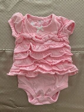 Koala Baby 3M Pink Ruffle Puff Sleeve Bodysuit Romper